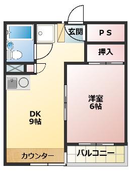 ヴィラナリー太田 2号棟(1DK/3階)の間取り写真