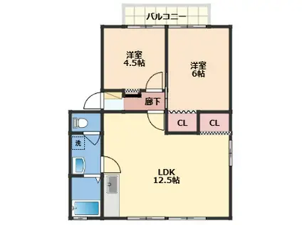 ハイツナルト(2LDK/1階)の間取り写真