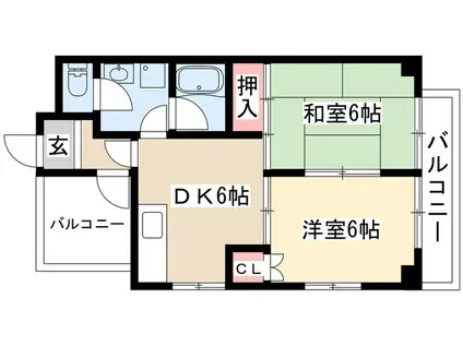 レスカール星ヶ丘(2LDK/7階)の間取り写真