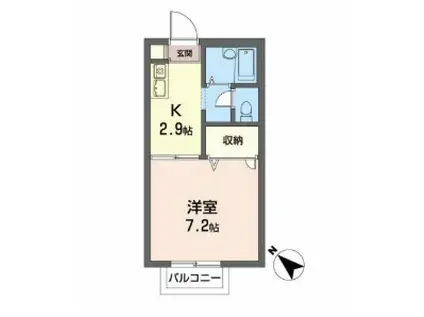 レジデンス向陽(1K/2階)の間取り写真