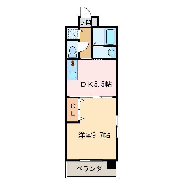 フォンターレ(1DK/3階)の間取り写真