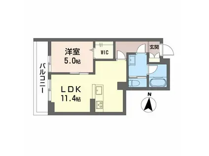 WITHPLUS上熊本駅前(1LDK/2階)の間取り写真