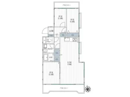 エスプリ五色塚(3LDK/2階)の間取り写真