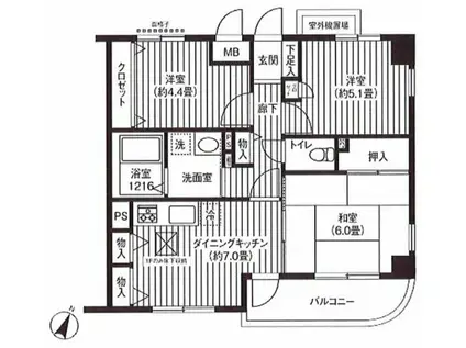 グランシエロ川口本町(3DK/1階)の間取り写真