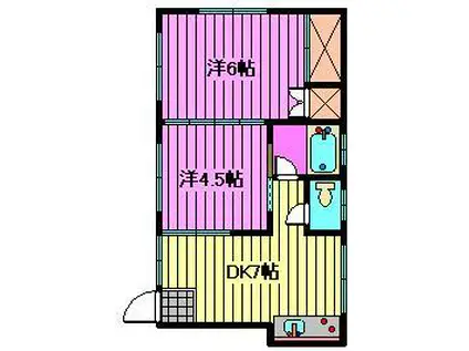マンションしらかわ(2DK/1階)の間取り写真