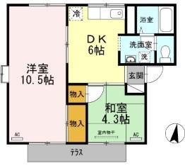 ハイツ宏陽(2DK/1階)の間取り写真