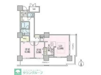 ロイヤルパークスタワー南千住(2LDK/13階)の間取り写真