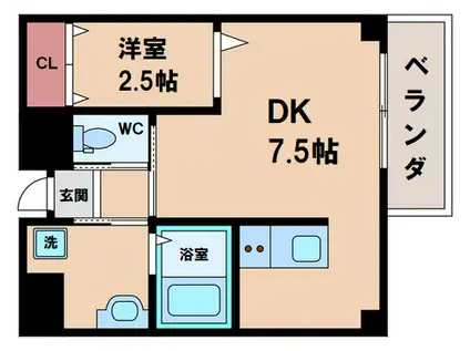 ワンプレイス天王寺駅前(1DK/1階)の間取り写真