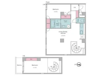レジディア自由が丘II(2LDK/3階)の間取り写真