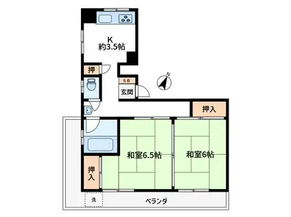 花川戸サニーマンション(2K/7階)の間取り写真