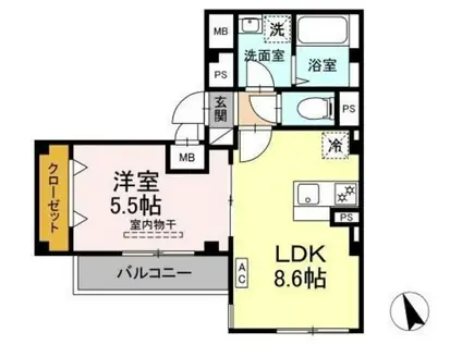 SKYE′S RESIDENCE塚越(1LDK/4階)の間取り写真