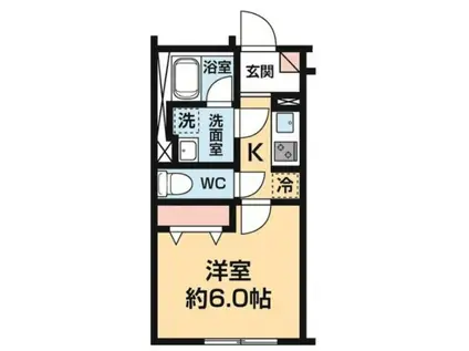 ハーモニーフラッツ神楽坂(1K/1階)の間取り写真