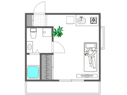 エバーグレース(ワンルーム/1階)の間取り写真