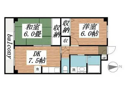 南八幡ガーデンビレッジ(2DK/3階)の間取り写真