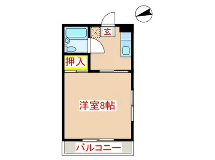 クリスタルハイム(1K/2階)の間取り写真