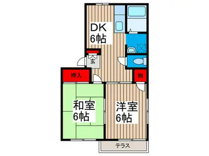 グランモール壱番館(2DK/1階)の間取り写真