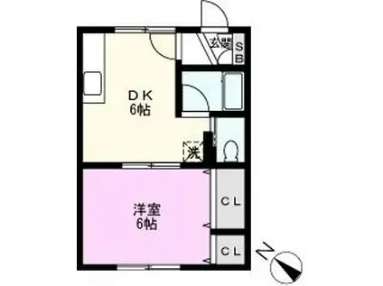 シャルマンA(1DK/2階)の間取り写真