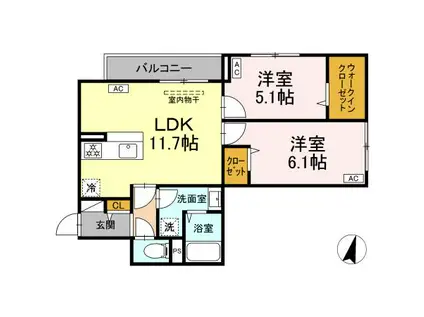 セレスティア興野(2LDK/3階)の間取り写真