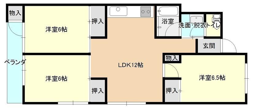 牛田コータース(3LDK/4階)の間取り写真