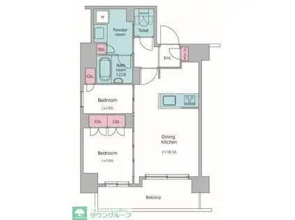 ドゥーエ菊川(2LDK/2階)の間取り写真