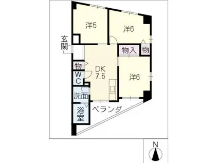 レジデンス八筋(3DK/4階)の間取り写真