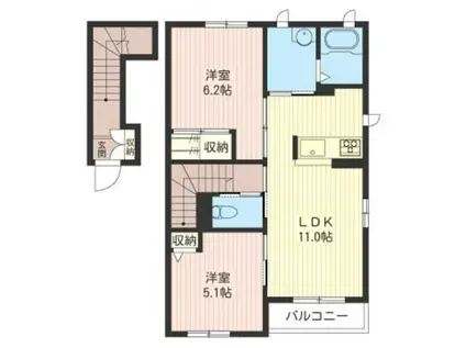 向日葵C(2LDK/2階)の間取り写真