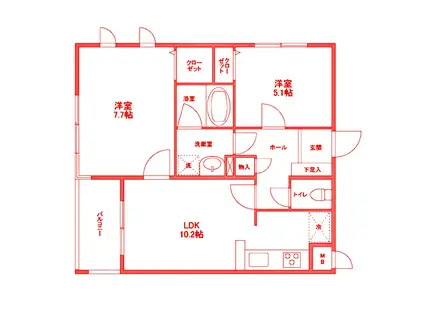 フェリチターレ(2LDK/4階)の間取り写真