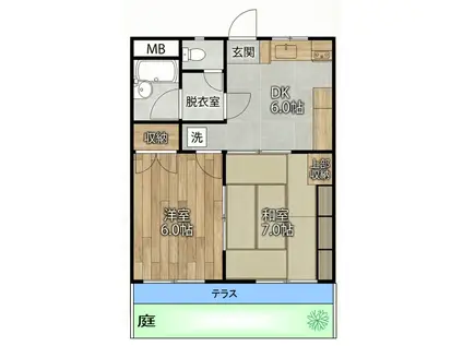 シャトレー吉祥寺(2DK/1階)の間取り写真