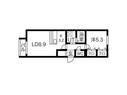 チョゴリザ(1LDK/4階)の間取り写真
