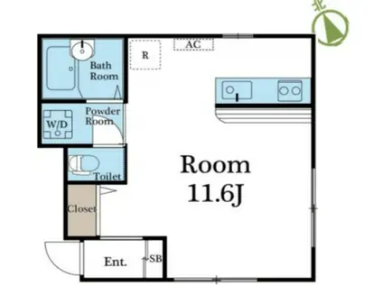 カトルセゾン(ワンルーム/1階)の間取り写真