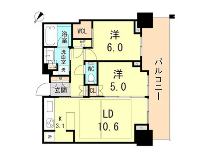 ベイシティタワーズ神戸イースト(2LDK/13階)の間取り写真