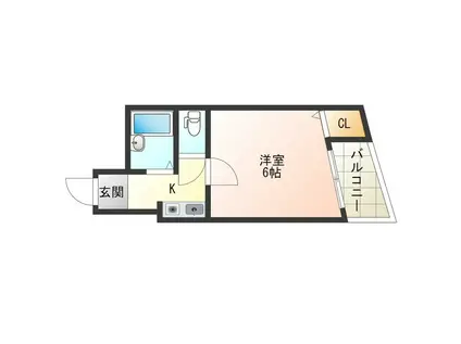 ル・パラ九条(1K/2階)の間取り写真