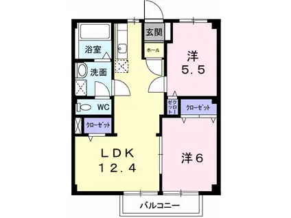 シティシャトレ(2LDK/2階)の間取り写真