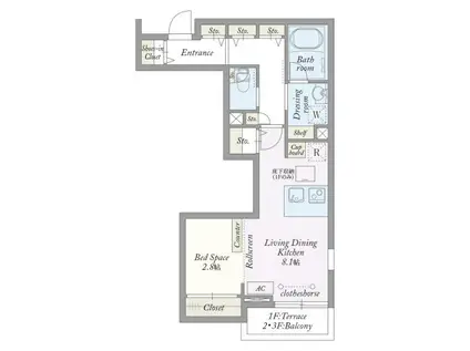 MY STYLE VINTAGE 世田谷弦巻(ワンルーム/1階)の間取り写真