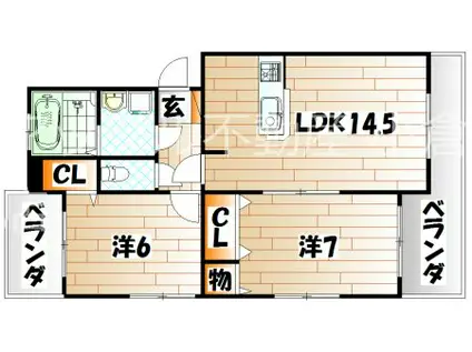 エスベランサ南小倉II(2LDK/3階)の間取り写真