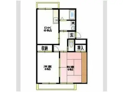 グリーンハイツ三友(2DK/4階)の間取り写真