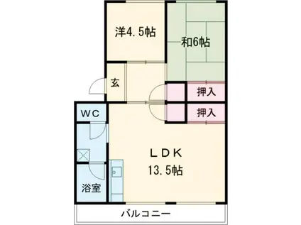 スカイラーク中村(2LDK/1階)の間取り写真