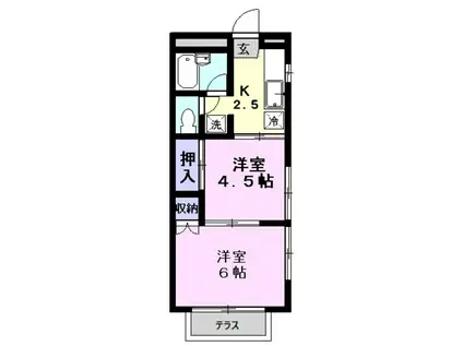 S・大川ハイツB(2K/1階)の間取り写真