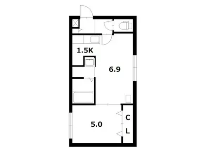 ヴレネージュ平岸ウエスト(1LDK/1階)の間取り写真