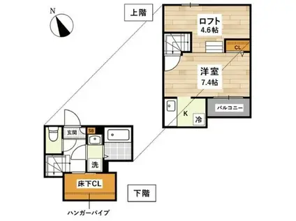 ADC日赤通ベルヴィル(1K/1階)の間取り写真
