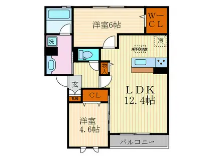 リアンファミリアルI棟(2LDK/1階)の間取り写真