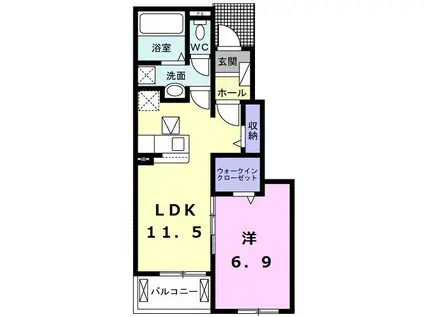 ルナ・エトワール(1LDK/1階)の間取り写真