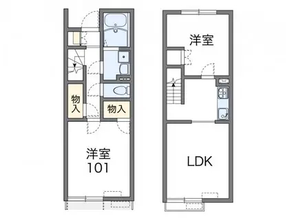 レオネクストトレジャーヒルI(2LDK/1階)の間取り写真