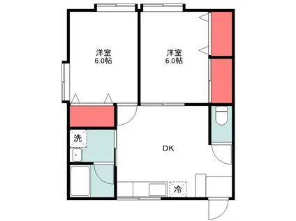 アムールN(2DK/2階)の間取り写真