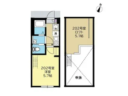 シー. ビー. グレイ東林間(1K/2階)の間取り写真