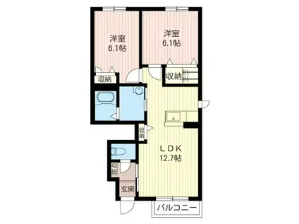 フレグランスII(2LDK/1階)の間取り写真