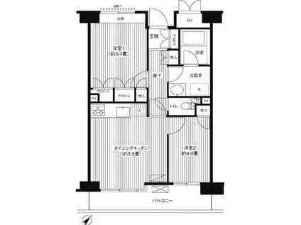ステラメゾン武蔵小山(2DK/3階)の間取り写真
