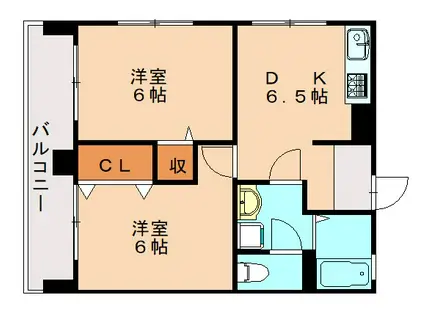 ウィンズヒル三ヶ森II(2DK/4階)の間取り写真