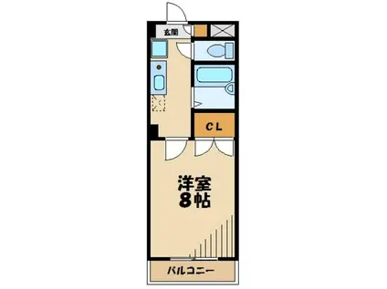 クレスト所沢(1K/3階)の間取り写真