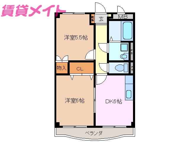 フォレストテラスみずほ(2DK/2階)の間取り写真
